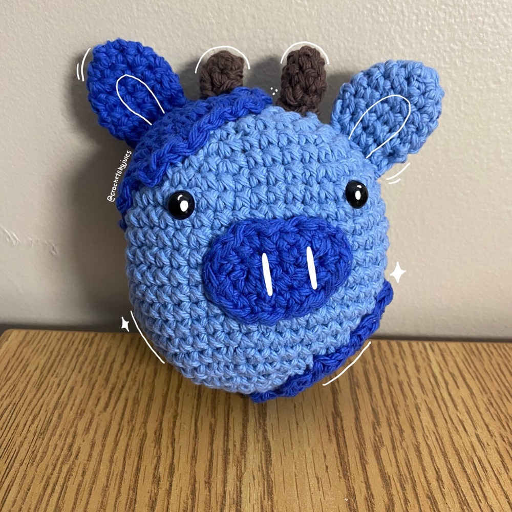 Mini Blueberry Crochet Squishy Cow